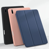 Casing Tablet Lipat Tiga Bahan TPU Lembut Anti Benturan dengan Tempat Pulpen, Penutup Folio Silikon Magnetik untuk Huawei MatePad 11 Xiaomi 5 Pro