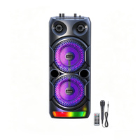 Altavoz Vertical LED RGB con Malla Hueca y Gradiente, Woofer para Fiestas en Interiores, Interconexión TWS, Micrófono con Cable, Control Remoto y Radio FM