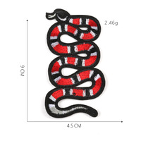 Patchs brodés en feutre non tissé, faits main, thermocollants, motif serpent rouge/doré, style mode, pour sacs