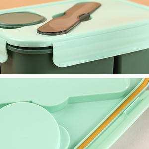 Lonchera Rectangular de Plástico con Tres Compartimentos para Microondas, Lonchera para Estudiantes con Compartimento para Frutas y Ensaladas y Contenedor para Salsas - Product Image 4