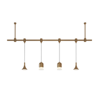 Lustre moderne en laiton, lumière LED dimmable chaude et froide, pour salon, salle à manger, chambre, villa
