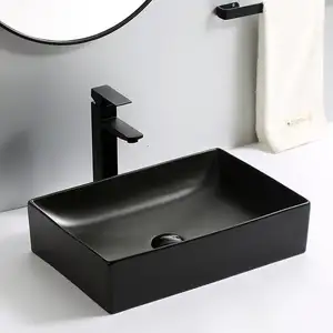 Новое поступление, прямоугольник черного цвета, матовая раковина для ванной комнаты