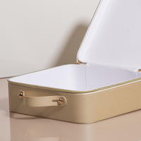 Boîte cadeau rigide de haute qualité en cuir PU personnalisé avec fermeture éclair, poignée en PU, pour bijoux et cosmétiques
