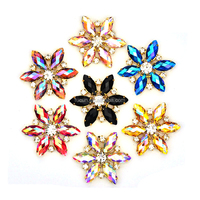 Vente en gros de strass dorés AB, pierres précieuses à coudre, appliques pour chapeaux, broderie de vêtements, fleurs en cristal, appliques