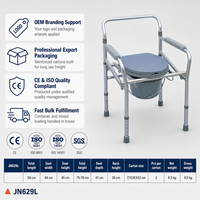 Chaise de toilette avec dossier et accoudoirs en alliage d'aluminium, lot de 2, vente en gros, pour personnes âgées et handicapées, soins à domicile
