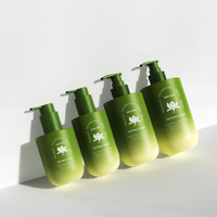 Bouteilles à pompe cosmétiques en plastique 150 200 400 500 ml PET PCR Cylindre Fond rond Lotion Crème Gel douche Shampooing