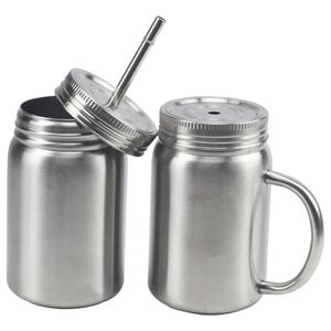 Mason Jar Cups 700ml Stainless Steel Insulated Mason Jar Tumblers <b>Mug</b> with Lids Straws - Product Image 2