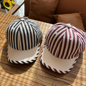 Cappellino da Baseball per Bambini 1-3 Anni, Estivo/Primaverile, a Righe, 48-52cm, Cappello da Sole in Cotone Nero Regolabile per Bambini e Bambine - Product Image 2