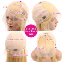 Perruque Lace Frontale Sans Colle 13x6 de 40 Pouces, Cheveux Humains Vierges Bruts 613, Couleur Blonde, Cheveux Indiens et Cambodgiens Bruts, pour Femmes