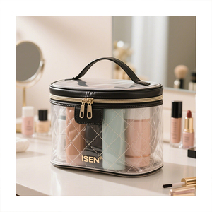 <span class=keywords><strong>ISEN</strong></span> Nueva Bolsa de Maquillaje y Cosméticos Transparente para Mujer, Grande, de TPU, Impermeable, con Cierre, Asa Suave, Portátil, para Viaje y Almacenamiento - Product Image 1