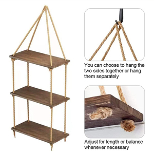 Présentoir de fleurs en métal à 5 niveaux pour décoration de la maison étagère murale flottante en bois <span class=keywords><strong>avec</strong></span> jeu de cordes - Product Image 5