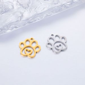 Gold Plated Stainless Steel <b>Cute</b> Animal Paw Charms Jewelry Supply for DIY <b>Bracelet</b> Necklace Unisex Gift Pendant - Product Image 4