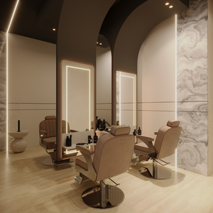 Gary Color Style Salon Store Diseño de estilo simple Mostrador superior de piedra Estilo de luz cálida Exhibición de salón Personalizar - Product Image 4