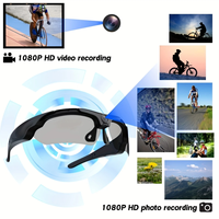 Lunettes de sport avec caméra unique stabilisée HD 1080P - Caméra portable à porter, charge micro USB pour la conduite à moto et les activités de plein air