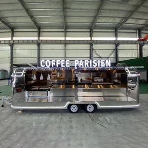 CE Mobil Jalan Kopi Es Crea Makanan Cepat Saji Caravan Airstream Truk Makanan dengan Dapur Penuh untuk Dijual