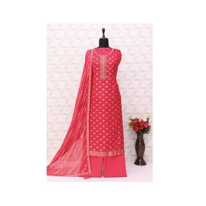 Costume Salwar en soie Jacquard de viscose pure au design moderne, parfait pour le festival, le mariage, la collection exclusive de l'Inde - Product Image 1