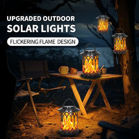 OVO-052 Solar-Flammenlaterne in Bernsteinfarbe zum Aufhängen oder Einstecken mit Lichtsensor, IP65 Wasserdicht für Garten, Weg und Hofdekoration