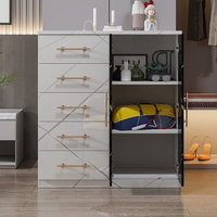 Offre Spéciale commode de chambre à coucher 5 tiroirs de rangement armoire de salon noir et blanc de haute brillance