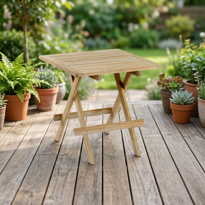 Solid Teak Square Folding Dining <b>Table</b>-Waterproof Eco-Friendly Durable Modern Design for Indoor Use - Product Image 2