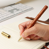 1 Pcs Factory Direct Supply Solid Wood Wooden Sign Pen Brass Gel Pen Office Business Gift Wooden Pen