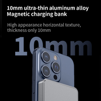 Vente flash - Powerbank en métal 10000mAh, charge rapide, chargeur magnétique sans fil pour iPhone, batterie ultra-fine
