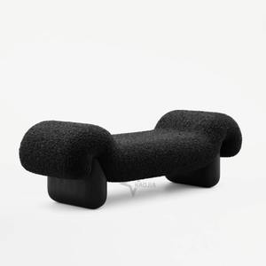 Taburete de tela creativo con base de madera maciza, cómodo banco para cambiar zapatos, banco de arte para dormitorio, pie de cama o guardarropa - Product Image 3