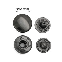 Produsen Kancing Baju Ukuran 12Mm Bahan Kuningan Kepala Bulat Pengencang Kancing Jepret Logam Nikel Hitam untuk Pakaian