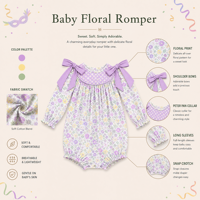 Combinaison à volants en coton 100% de la marque Puresun Top Factory, imprimé floral, nœuds aux épaules, pour bébés filles de 0 à 24 mois, Mardi Gras