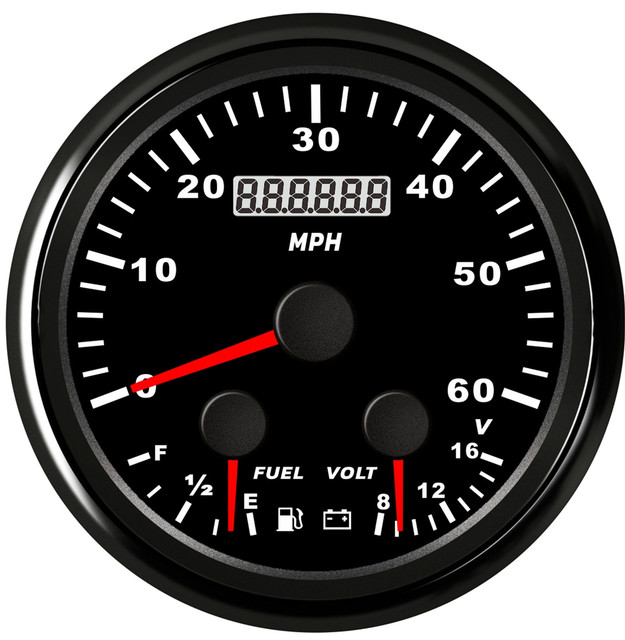 New Motorcycle Car Marine GPS Speedometer 60MPH Fuel Gauge Voltmeter Red LED IP67 Waterproof 85mm