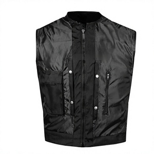 Gilet de moto respirant pour homme, couleur unie, col rond, sans manches, style urbain, longueur standard, en cuir - Product Image 4