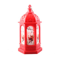 Lanterne décorative de Noël portable, veilleuse électronique lumineuse en plastique, dessin animé Père Noël Bonhomme de neige, cadeau de Noël