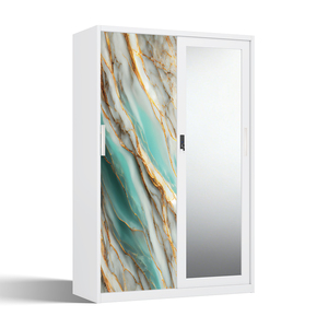 Armoire métallique avec surface imprimée et portes coulissantes miroir 1200 mm - Product Image 2