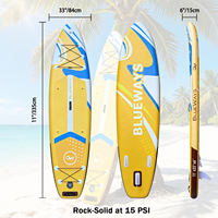 Planche à pagaie gonflable en bois grainé 11'x33"x6'', SUP stable pour adultes, épaisseur 15 cm, planche de yoga et de stand-up paddle pour la famille, 335 cm