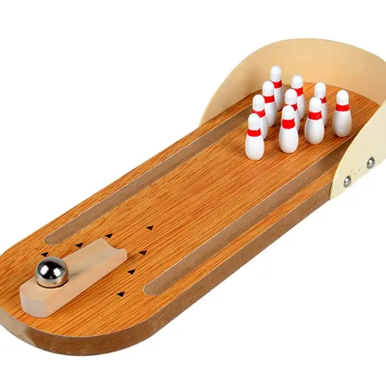 Mini Mesa de madera para niños, juguete educativo, simulación de juego de Bowling