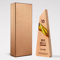 Trophée en cristal personnalisé avec base en bois, récompense pour anniversaire d'entreprise, reconnaissance des employés, cadeau d'affaires