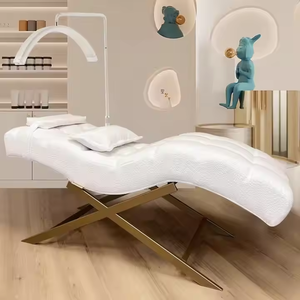 <b>Top</b> Selling Beauty Salon Furniture White Fabric Eyebrow <b>Aesthetic</b> Bed Adjustable Headrest Massage Curved Lash Bed - Product Image 1