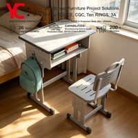 Conjunto de Mesa y Silla de Estudio para Estudiantes, Moderno, Minimalista, Metálico, Ergonómico, Ajustable en Altura, Antideslizante y Cómodo