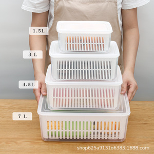 Caja de Almacenamiento para Refrigerador, Cesta de Drenaje, Organizador de Frutas y Verduras de Grado Alimenticio, Rectangular con Tapa Abatible - Product Image 4
