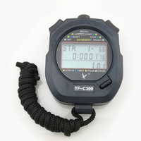 Tianfu TF-C300 Stopwatch Kronograf Tiga Baris 300-Lap Bahan ABS Tahan Air Desain Anti-Selip Penghitung Waktu Mundur