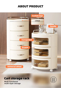 Nhiều lớp nhựa cạnh giường ngủ bảng phòng ngủ cạnh giường ngủ bảng linh hoạt nhựa lưu trữ ngăn kéo tổ chức với bánh xe - Product Image 6