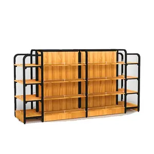 Customizável supermercado madeira Racks Gondola Display Shelf