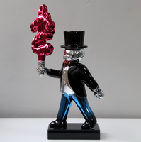 Escultura de Resina Pintada a Mano de Lujo Personalizada, Electrochapada, con Símbolo de Dólar Verde, Arte Moderno de Dibujos Animados, Decoración de Mesa para Sala de Estar