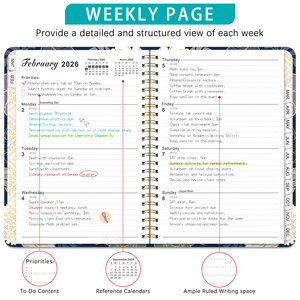 Cuaderno planificador de bobina A5 2026, cuaderno promocional <span class=keywords><strong>diario</strong></span> en inglés con libro de horario de ejercicio de trabajo para estudiantes profesionales - Product Image 4