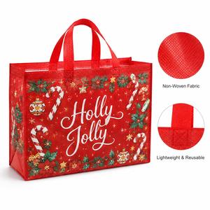 Sac fourre-tout personnalisé en non-tissé pour Noël, réutilisable pour les fêtes, les kits de soins hospitaliers, les cadeaux de Noël, les sacs cadeaux pour patients et visiteurs, avec logo - Product Image 1