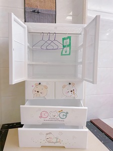 Armario colgante de plástico de 5 niveles con diseño de perro de dibujos animados <span class=keywords><strong>para</strong></span> niños, con doble puerta y 4 cajones <span class=keywords><strong>para</strong></span> guardar <span class=keywords><strong>ropa</strong></span> de bebé en el dormitorio. - Product Image 5