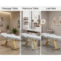 Lit de spa professionnel en cuir PU de luxe, réglable manuellement, pour salon de beauté, avec accoudoirs amovibles