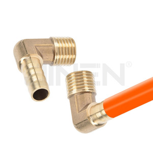 JIN Brass 90 Degree Elbow Fitting External <b>Thread</b> <b>Insertion</b> Tube Connector For Air Water Oil Pneumatic Systems - Product Image 3