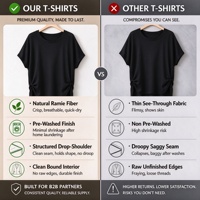 T-shirt noir en ramie torsadé pour femme, coupe décontractée à épaules tombantes et manches courtes, vente en gros, fabricant de vêtements personnalisés pour femmes, en vrac