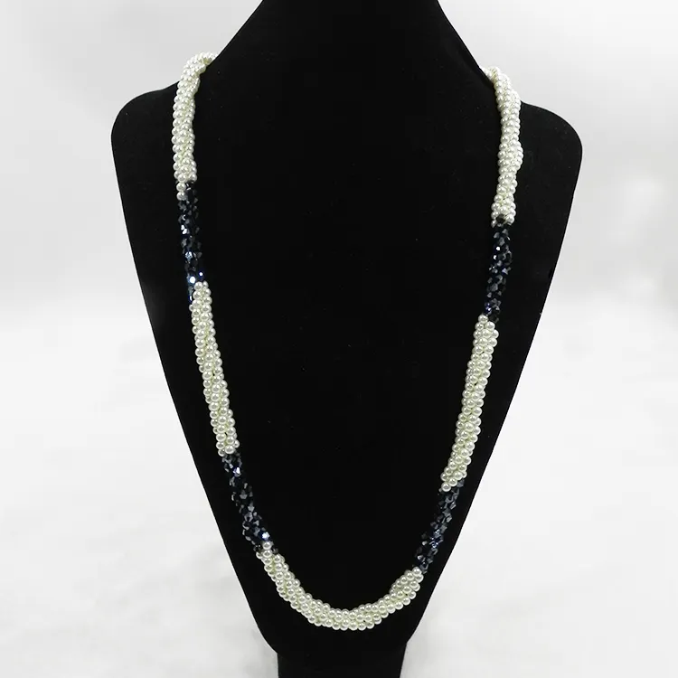 Groothandel Multi Strand 4Mm Glas Kleine Parel Ketting Met Kristal Kralen