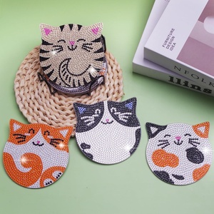 Kit de sous-verres en diamant DIY antidérapants avec motifs de chats à peindre, 6 pièces avec support - Product Image 4